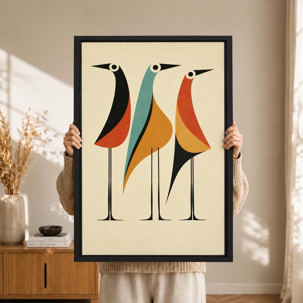 Mid-Century Modern Abstract Birds Canvas Art