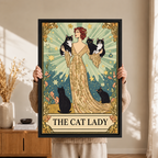 The Cat Lady Tarot Art Nouveau Canvas Wall Art
