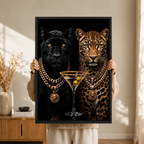 Luxury Panther Leopard Gold Chain Canvas Art
