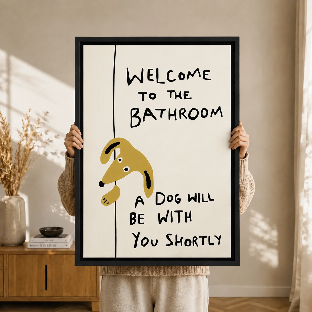 Funny Dog Bathroom Quote Canvas Wall Art