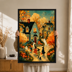 Vintage Halloween Trick or Treat Autumn Canvas Art