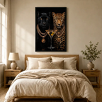 Luxury Panther Leopard Gold Chain Canvas Art