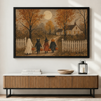 Primitive Folk Art Halloween Kids Farmhouse Canvas