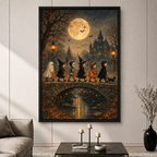 Gothic Halloween Moonlit Bridge Kids Canvas Art