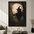 Dark Witch Full Moon Gothic Canvas Art