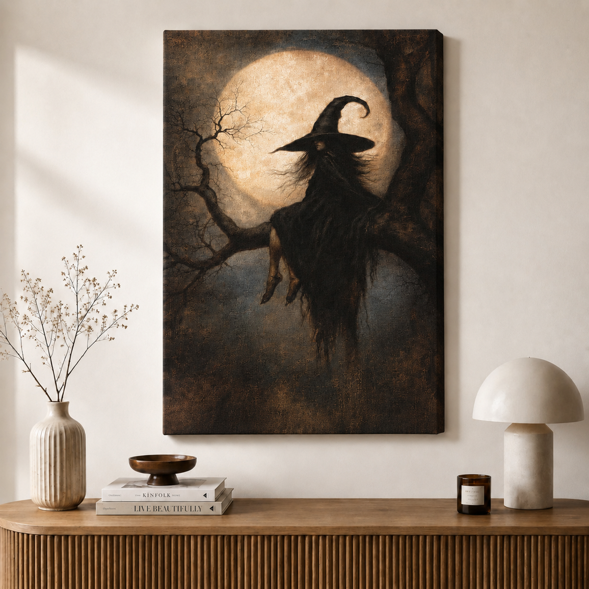 Dark Witch Full Moon Gothic Canvas Art