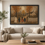 Primitive Folk Art Halloween Kids Farmhouse Canvas