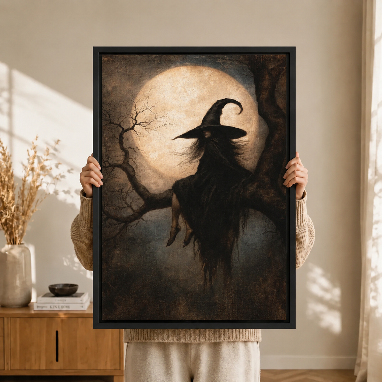 Dark Witch Full Moon Gothic Canvas Art