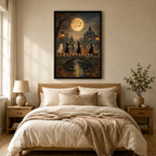 Gothic Halloween Moonlit Bridge Kids Canvas Art