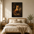 Woodland Red Fox Vintage Oil Canvas Wall Art