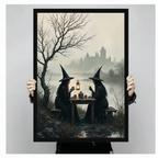 Gothic Witches Tea Party Dark Oil Canvas Art w6618