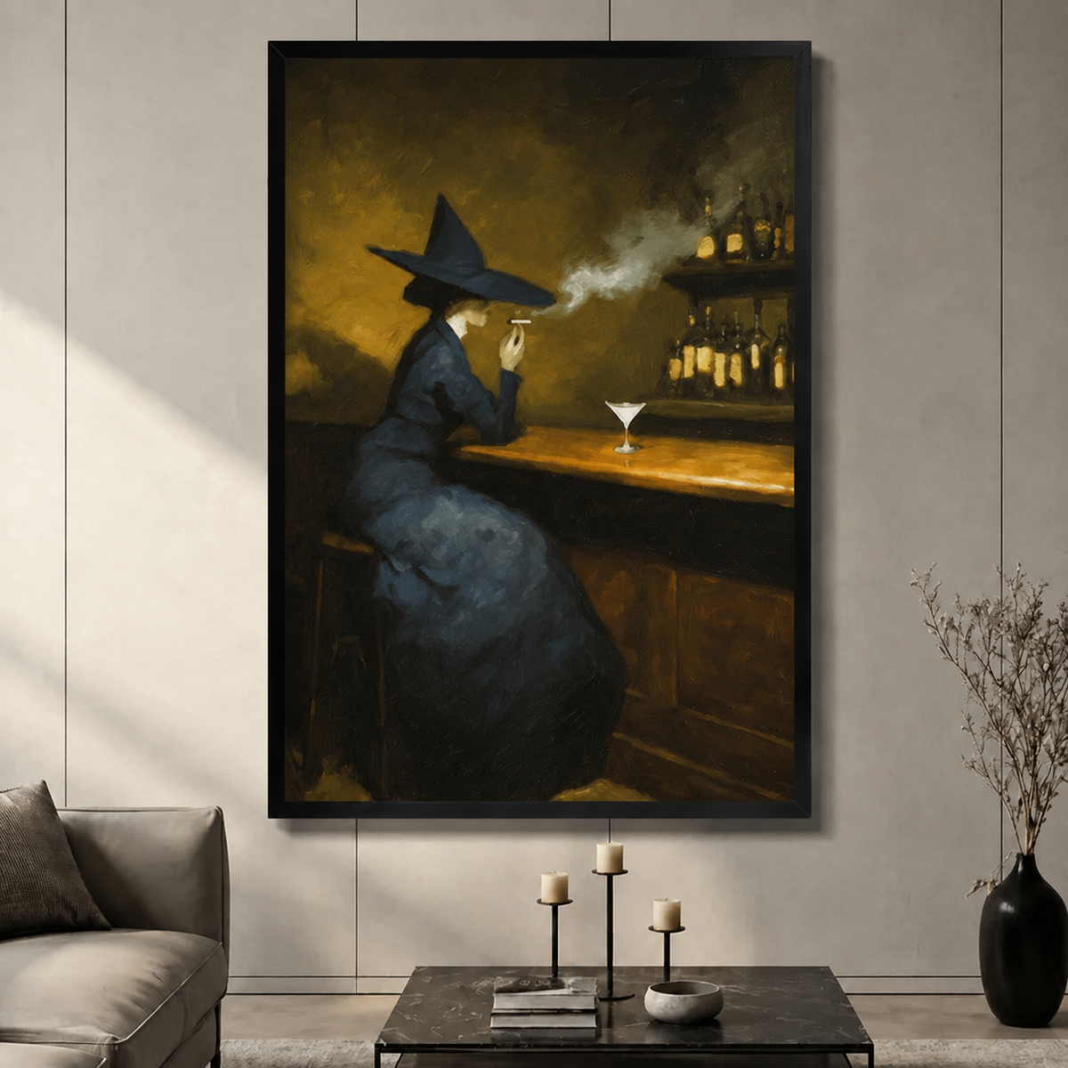 Witch at the Bar Dark Academia Canvas Wall Art