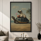 Vintage Pug on Turtle Beach Canvas Art