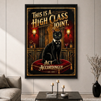 High Class Joint Black Cat Canvas Art