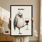 Grumpy Bird Wine Sketch Funny Canvas Print