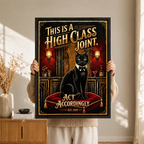 High Class Joint Black Cat Canvas Art