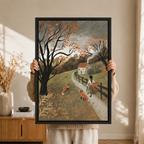 Autumn Fox Girl Countryside Canvas Art