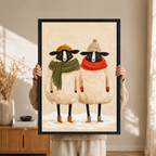 Winter Sheep Cozy Snowy Illustration Canvas Art