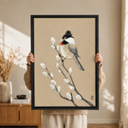 Dapper Bird Bowler Hat Whimsical Canvas Art