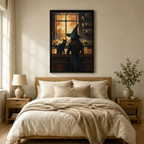Gothic Witch Black Cat Bar Canvas Art