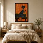Jazz Cat Piano Martini Retro Canvas Wall Art