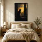 Moody Black Cat Rainy Window Canvas Art