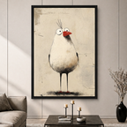 Quirky Bird Vintage Sketch Textured Canvas Art