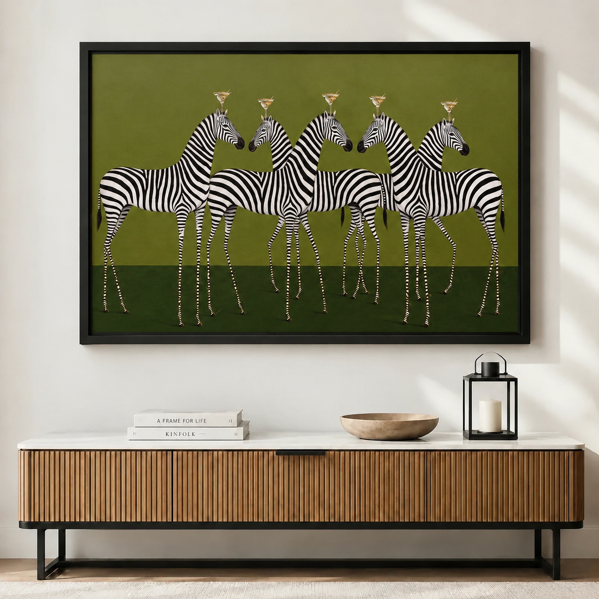 Whimsical Zebra Martini Party Canvas Wall Art