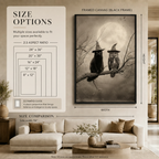 Black Cat Owl Witch Hat Moon Canvas Art
