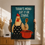 Funny Chicken Chef Kitchen Canvas Art