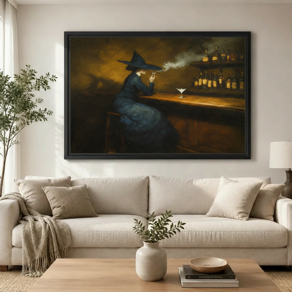 Witch at the Bar Dark Gothic Canvas Art