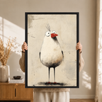 Quirky Bird Vintage Sketch Textured Canvas Art