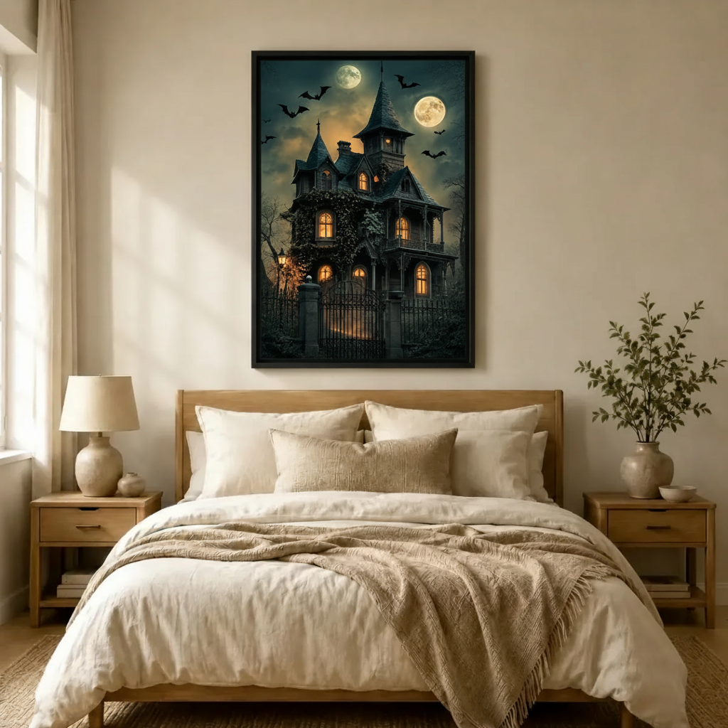 Gothic Haunted Mansion Victorian Halloween Canvas Art