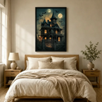 Gothic Haunted Mansion Victorian Halloween Canvas Art