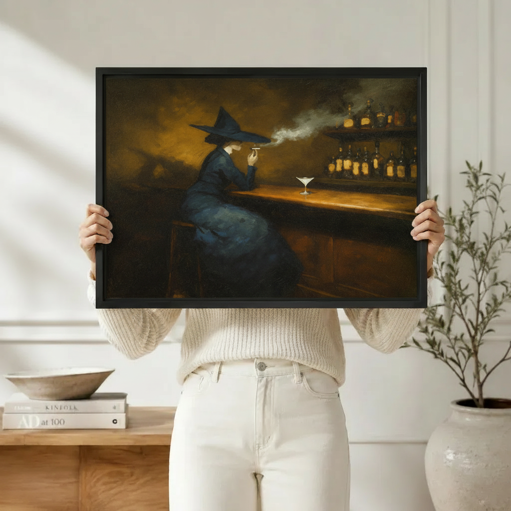 Witch at the Bar Dark Gothic Canvas Art