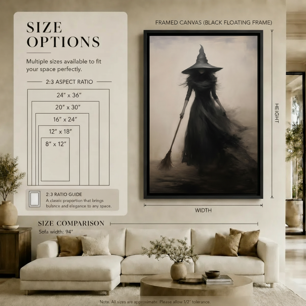 Gothic Witch Broom Dark Academia Canvas Print