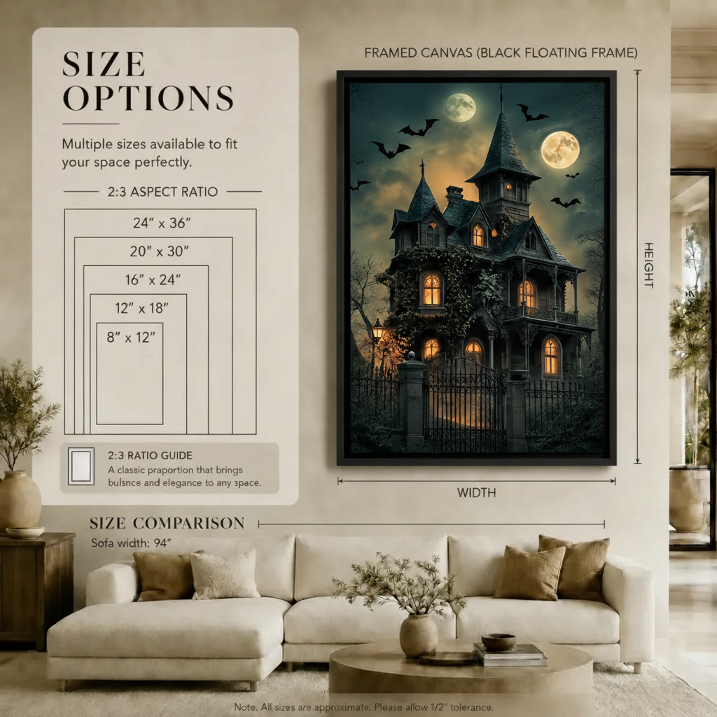Gothic Haunted Mansion Victorian Halloween Canvas Art
