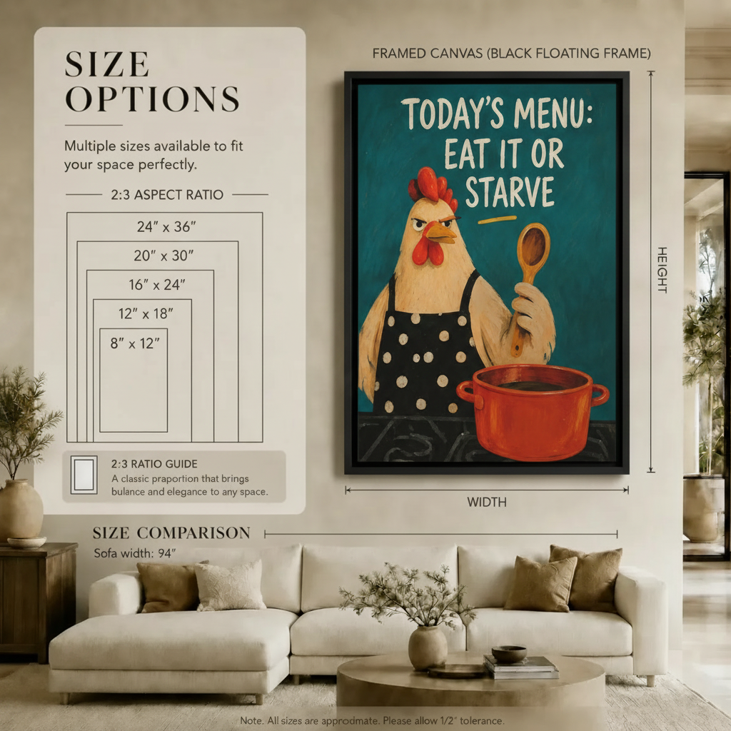 Funny Chicken Chef Kitchen Canvas Art