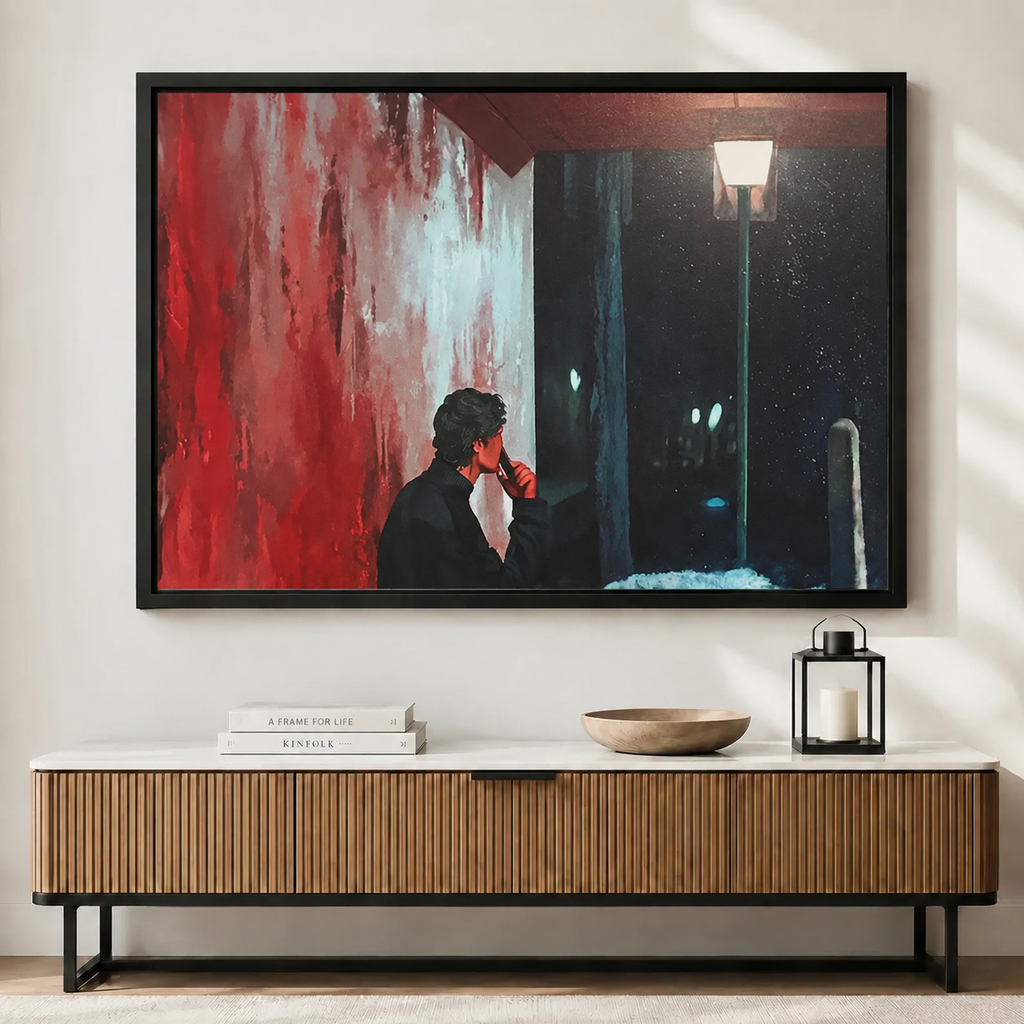 Dark Mystery Figure Glowing Eyes Canvas Art