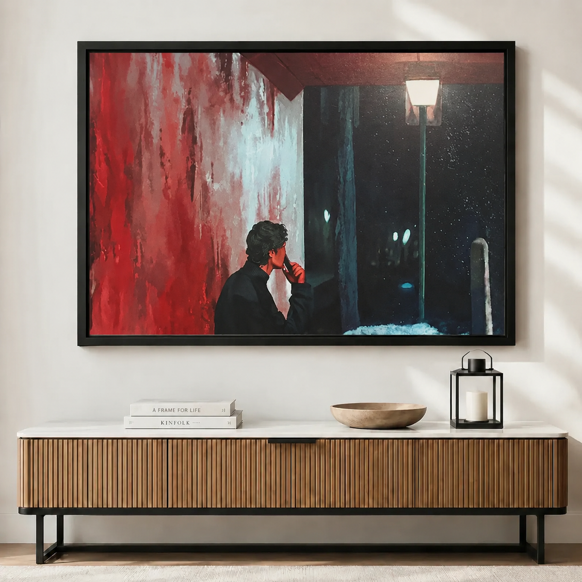 Dark Mystery Figure Glowing Eyes Canvas Art