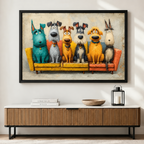 Colorful Cartoon Dogs Sofa Canvas Wall Art