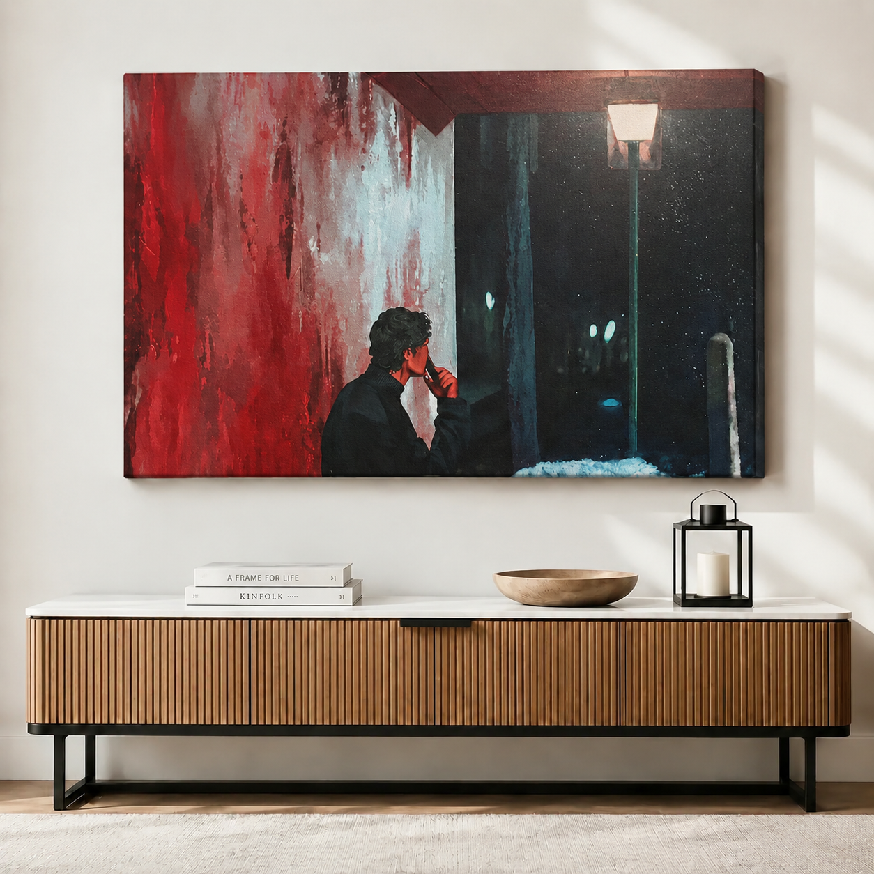 Dark Mystery Figure Glowing Eyes Canvas Art