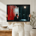 Dark Mystery Figure Glowing Eyes Canvas Art