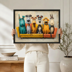 Colorful Cartoon Dogs Sofa Canvas Wall Art