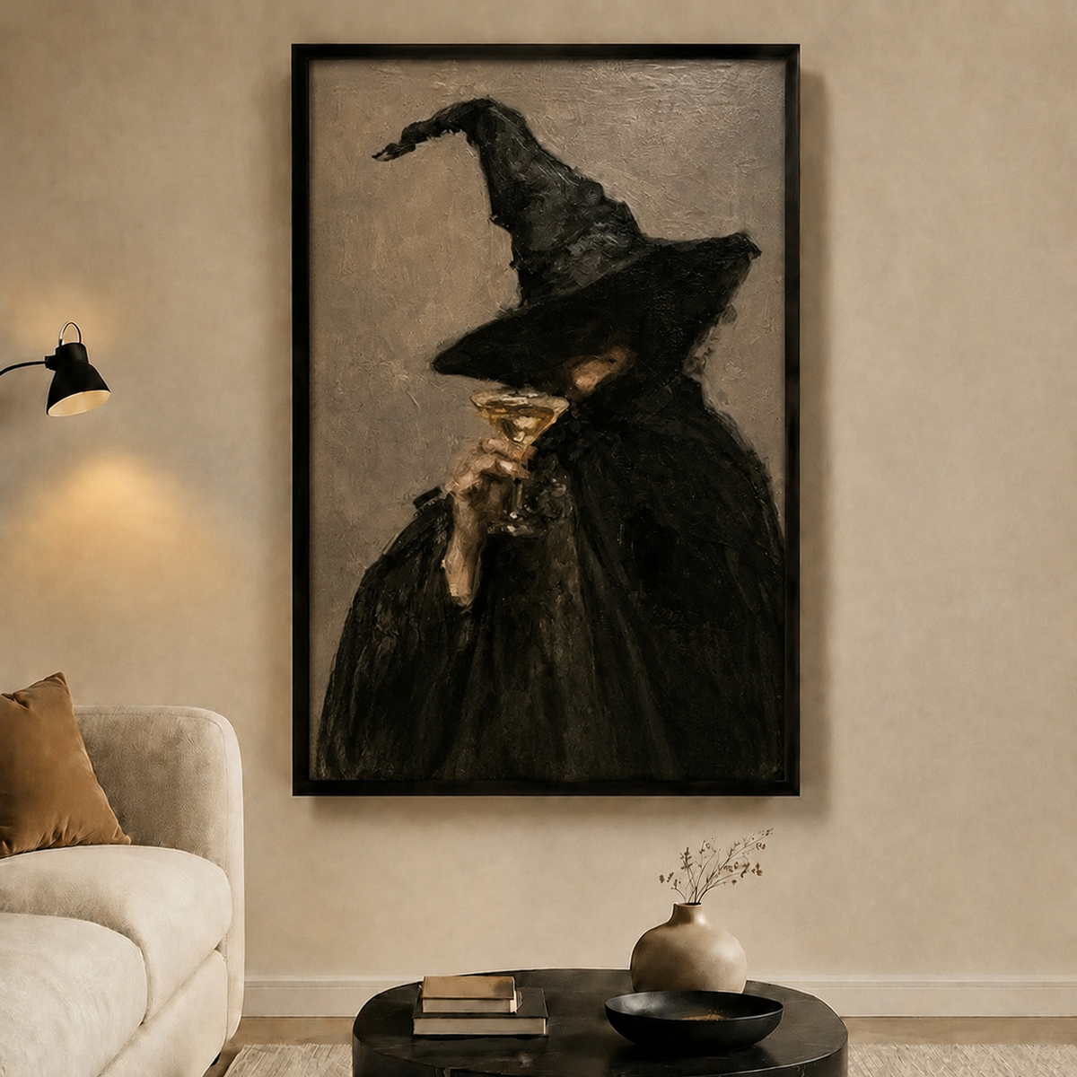 Witch Champagne Moody Portrait Canvas Wall Art