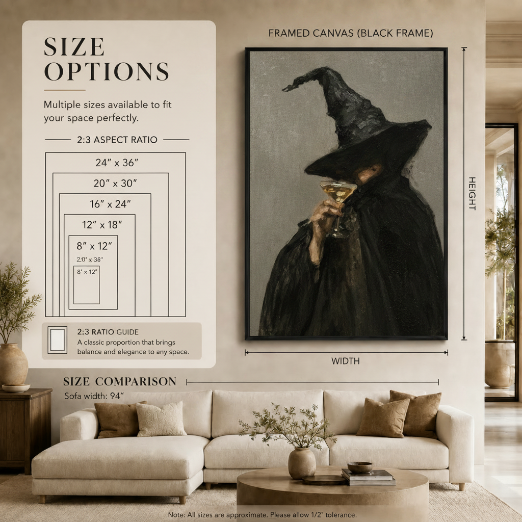 Witch Champagne Moody Portrait Canvas Wall Art
