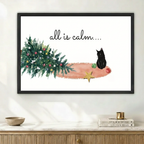 All Is Calm Black Cat Christmas Canvas