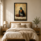 The Travelling Pigeon Canvas Art | Dapper Bird with Suitcase Wall Decor