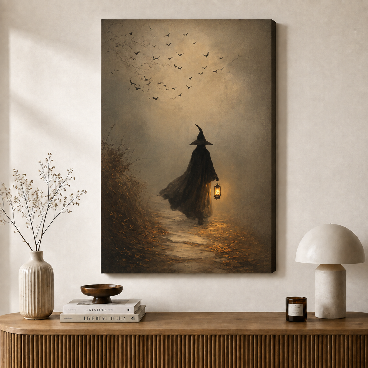 Moody Lantern & Bats Gothic Wall Decor