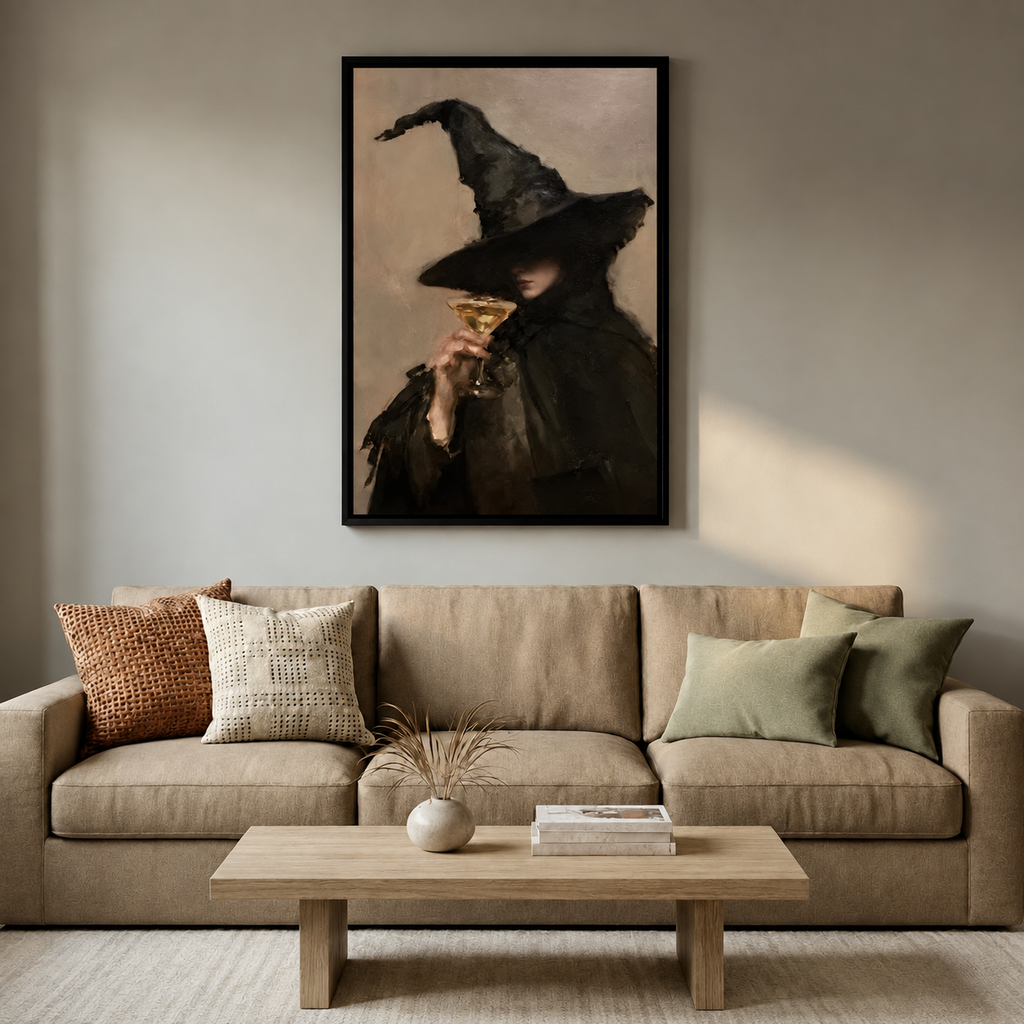 Dark Witch Martini Gothic Canvas Wall Art